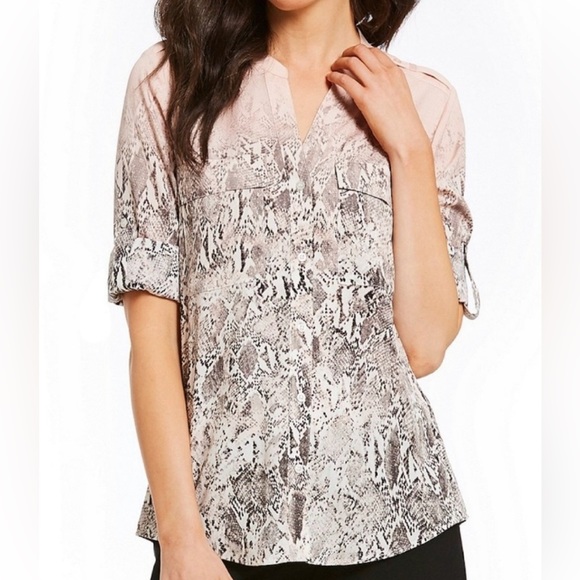 Calvin Klein Tops - Calvin Klein Pink Ombré Snakeskin Blouse, Lg.